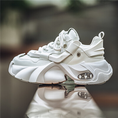 Pantofi ocazional pentru bărbați, de culoare solidă, pantofi grosi pentru bărbați, cu platformă, respirabil, încălțăminte pentru bărbați, pentru toamnă, pantofi de maree pentru tineret, nou