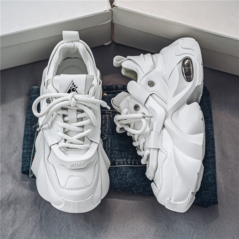 Pantofi ocazional pentru bărbați, de culoare solidă, pantofi grosi pentru bărbați, cu platformă, respirabil, încălțăminte pentru bărbați, pentru toamnă, pantofi de maree pentru tineret, nou