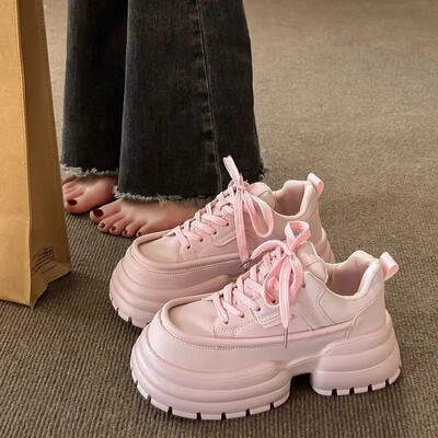 2024. aasta uued paksendatud kõrge kontsaga kingad naiste peaga leivakingad Suurenenud kõrgusega isa lateks sisetald kummist talvehooaeg