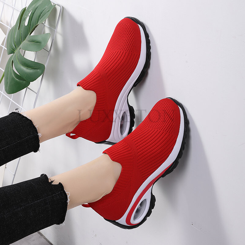 Naiste kiiluplatvormiga tossud, uus mood, vabaaja spordijalatsid Naiste õhkpadjaga jooksujalatsid, võrkkangast hingavad naiste vulkaniseeritud jalanõud