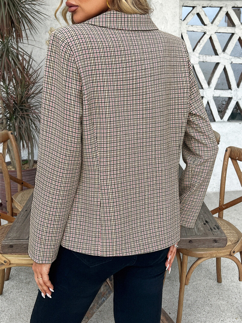 Costum mic în carouri retro pentru femei, primăvară 2024, jachetă de costum nouă, costum de navetă, pentru femei, mașină de inimă