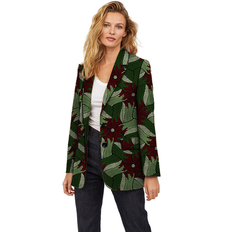 Noutăți OL Blazer cu guler răsturnat Jachete pentru femei Ankara Jachete africane cu imprimeu de ceară Îmbrăcăminte exterioară lungă ocazională