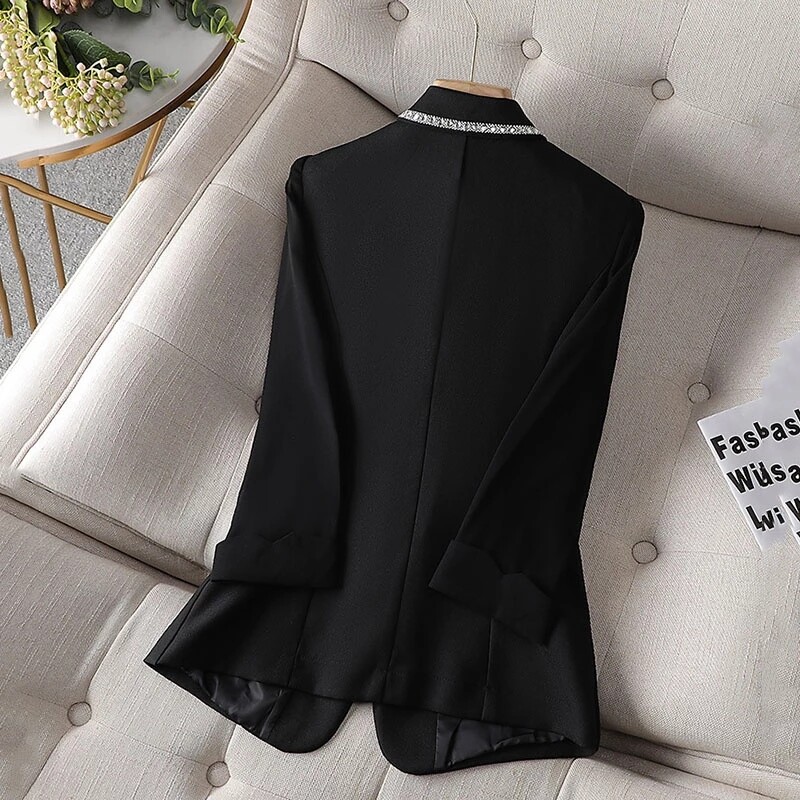 2023 Jachetă nouă pentru femei, primăvară, vară, mânecă trei sferturi, jachetă de costum subțire cu diamante incrustate, haine pentru damă.