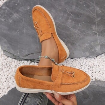 Νέα γυναικεία Loafers Slip σε γυναικεία φλατ Επώνυμα Άνοιξη Φθινόπωρο casual Flat παπούτσια Δερμάτινα Cashmere Μονά παπούτσια συν μέγεθος 43