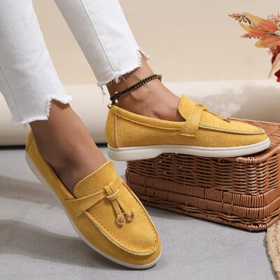 Jauni Sieviešu Loafers Slip on Ladies Flats Zīmols Pavasaris Rudens Ikdienišķas Plakanas Kurpes Ādas Kašmira vienvietīgie apavi ar lielu izmēru 43