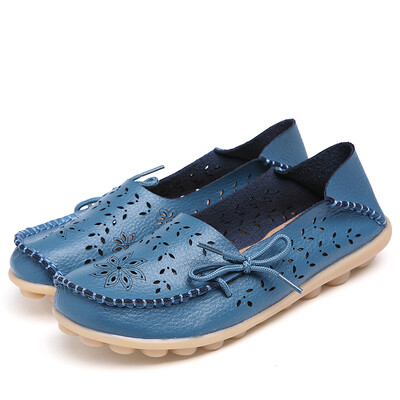 Încălțăminte de vară de modă pentru femei din piele naturală Mocasini dulci Pantofi plati cu vârf rotund pentru asistență medicală moale, ocazional de lucru