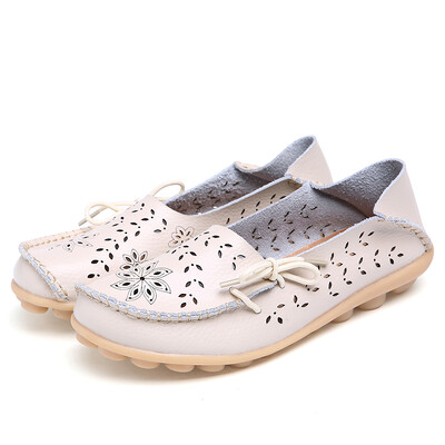 Încălțăminte de vară de modă pentru femei din piele naturală Mocasini dulci Pantofi plati cu vârf rotund pentru asistență medicală moale, ocazional de lucru