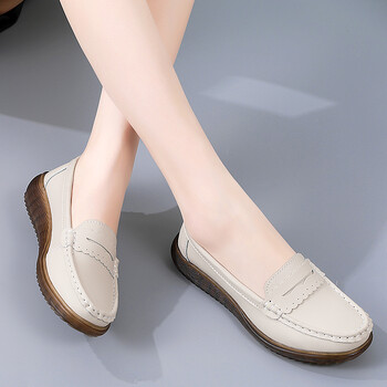 Hollow-out Woman Flats Γνήσιο δερμάτινο Loafers Moccasin Mother shoes Casual γυναικεία πολυτελή, επώνυμα παπούτσια μπαλέτου Zapatos De Mujer