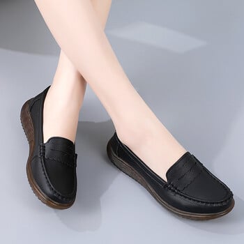 Hollow-out Woman Flats Γνήσιο δερμάτινο Loafers Moccasin Mother shoes Casual γυναικεία πολυτελή, επώνυμα παπούτσια μπαλέτου Zapatos De Mujer