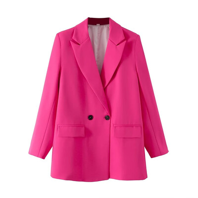 ASDS Femei Chic Office Lady Blazer dublu piept haina vintage la modă guler crestat cu mânecă lungă damă îmbrăcăminte exterioară Topuri elegante