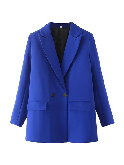 ASDS Femei Chic Office Lady Blazer dublu piept haina vintage la modă guler crestat cu mânecă lungă damă îmbrăcăminte exterioară Topuri elegante