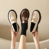 Metallist keti disainiga naiste kingad 2023. aasta sügis Briti stiilis naiste nahast kingad Preppy Style Girl Platform Vormiringad Zapatos