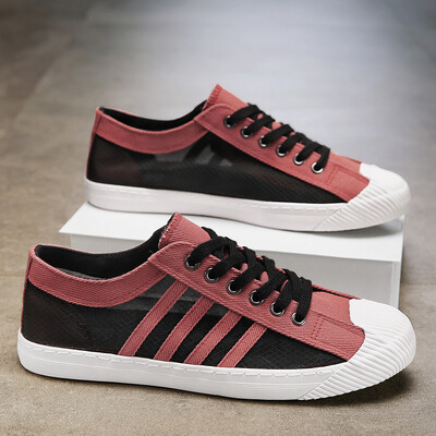 Meeste vabaajajalatsid Kerged hingavad meeste kingad Lamedad nööriga tossud Meeste must ärireisid Tenis Masculino Vulcanize