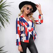 De înaltă calitate pentru femei noi de toamnă și iarnă Europa și Statele Unite ale Americii imprimat rever jachetă costum mic îmbrăcăminte femei