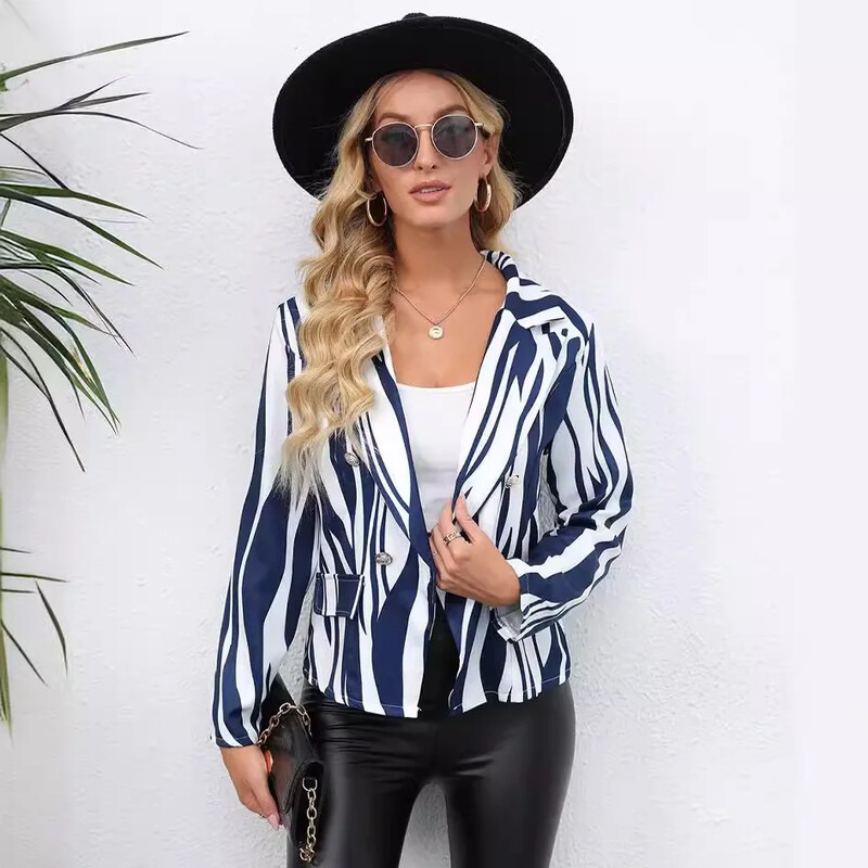 De înaltă calitate pentru femei noi de toamnă și iarnă Europa și Statele Unite ale Americii imprimat rever jachetă costum mic îmbrăcăminte femei