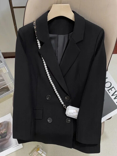 Ženski blejzer korejski modni blejzeri s dvorednim kopčanjem Kaputi Proljeće Jesen Slim Fit Izgledaju tanki Ženski blejzeri Nova gornja odjeća 2024.