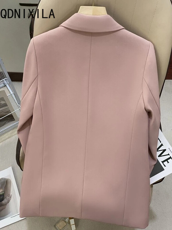 Ženski blejzer korejski modni blejzeri s dvorednim kopčanjem Kaputi Proljeće Jesen Slim Fit Izgledaju tanki Ženski blejzeri Nova gornja odjeća 2024.