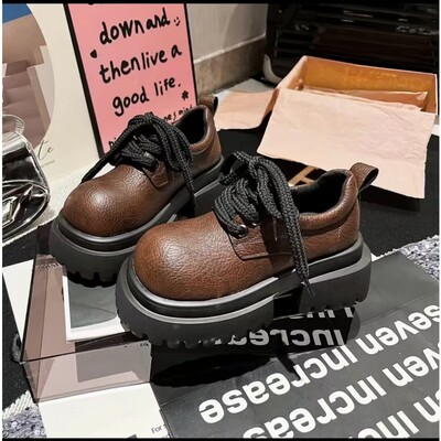 Jednobojne mokasine na srednju petu, s okruglim prstima, ležerne, popularne ženske cipele iz 2024., modne cipele s četvrtastom petom i vezicama, mokasine.