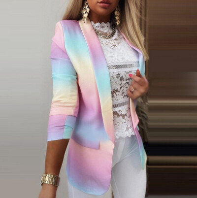 Costum casual cu mânecă lungă Îmbrăcăminte exterioară pentru damă de birou, primăvară, toamnă, guler răsturnat, blazer cu imprimeu fluture, paltoane pentru femei 2023