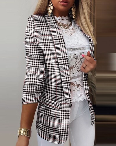 Costum casual cu mânecă lungă Îmbrăcăminte exterioară pentru damă de birou, primăvară, toamnă, guler răsturnat, blazer cu imprimeu fluture, paltoane pentru femei 2023