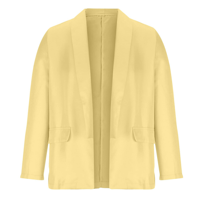 Uredski ženski blejzer Jednobojni lažni preklopni džepovi Jesen Zima Dugi rukavi sako bez gumba Dnevna odjeća