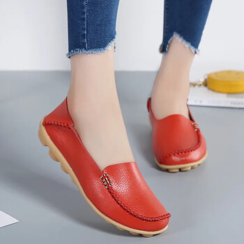 Flat παπούτσια Γυναικεία Slip On Παπούτσια για γυναικεία μοκασίνια Loafers από γνήσιο δέρμα Γυναικεία Flats Γυναικεία παπούτσια Plus Size Sapato Feminino