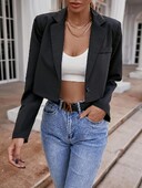 Apgriezti sieviešu bleizeri 2024. g. jauni korejiešu modes, garām piedurknēm, pogām, uzvalks jaka sievietei, elegants, sieviešu biroja žakete