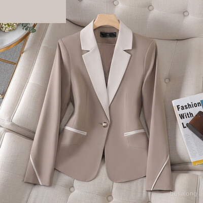 Uus kevad-sügisvärviline plokk Naiste õhuke bleiser, pikkade varrukatega ühe nööbiga kontoris Naiste äririietus, pidulik jakk-mantel