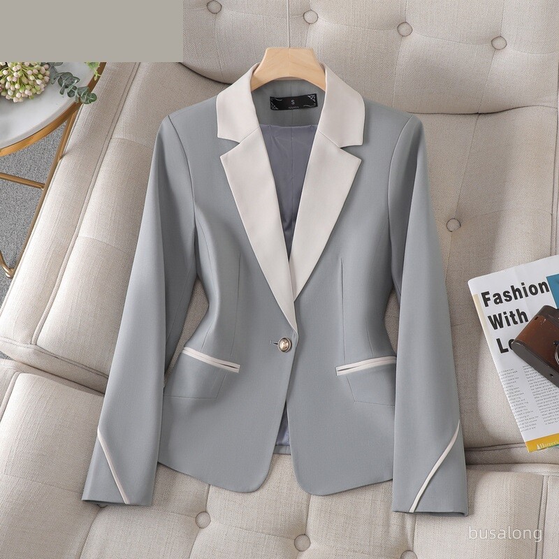Uus kevad-sügisvärviline plokk Naiste õhuke bleiser, pikkade varrukatega ühe nööbiga kontoris Naiste äririietus, pidulik jakk-mantel