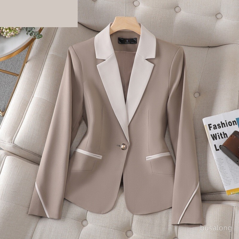 Uus kevad-sügisvärviline plokk Naiste õhuke bleiser, pikkade varrukatega ühe nööbiga kontoris Naiste äririietus, pidulik jakk-mantel