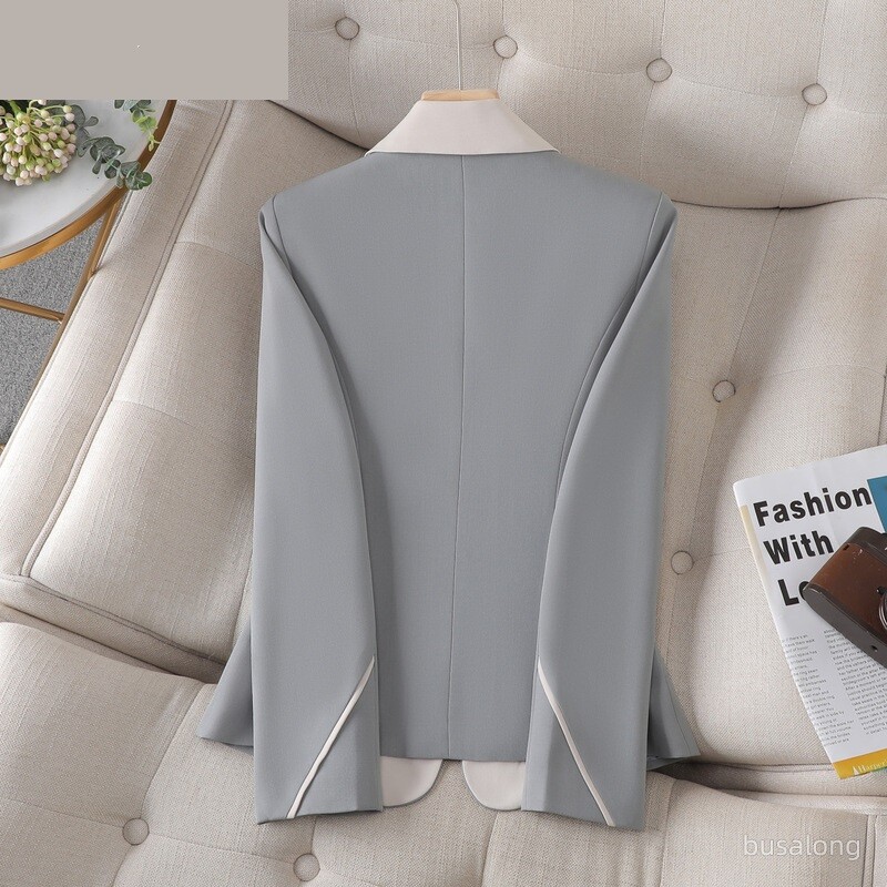 Uus kevad-sügisvärviline plokk Naiste õhuke bleiser, pikkade varrukatega ühe nööbiga kontoris Naiste äririietus, pidulik jakk-mantel