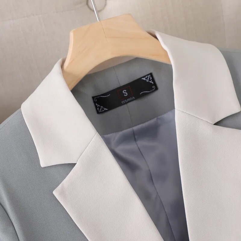 Uus kevad-sügisvärviline plokk Naiste õhuke bleiser, pikkade varrukatega ühe nööbiga kontoris Naiste äririietus, pidulik jakk-mantel