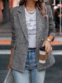 Novi dolasci Ženski modni jesensko-zimski ležerni karirani kaput, odijelo, odijelo s dvostrukim kopčanjem, prigradski kaput, novo na rasprodaji