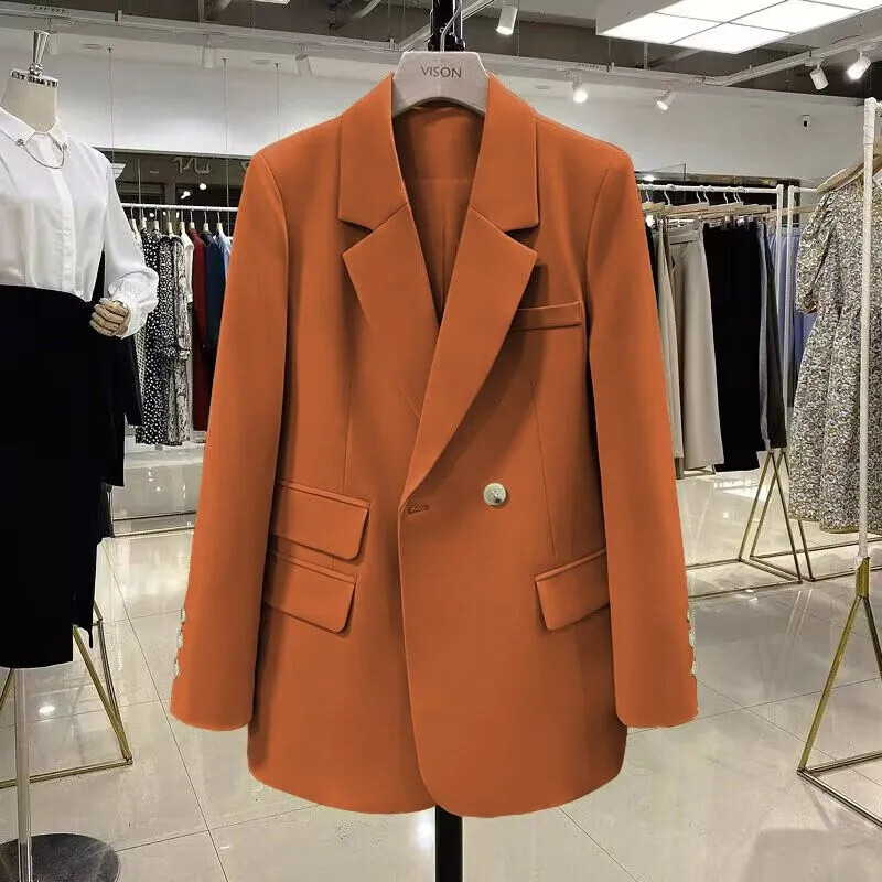 Moda de primăvară 2024 Blazer alb supradimensionat pentru femei coreeană elegantă subțire în stil britanic Jachetă de costum mic pentru femei Tenuta de birou