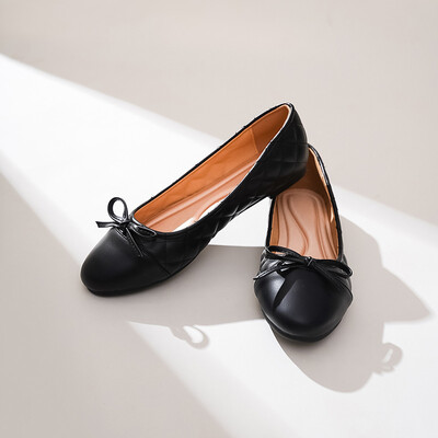 Svjetlucave srebrne ravne cipele s leptir-mašnom Ženske okrugle vrhove Karirane kožne mokasine sa šljokicama Balerinske cipele Ženske mokasine