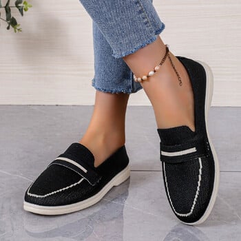 Νέα γυναικεία μαύρα παπούτσια Loafers Επώνυμα Casual Flat Παπούτσια Δερμάτινα Κασμίρ Μονά Γυναικεία παπούτσια που περπατούν αντιολισθητικά Chaussure Femme