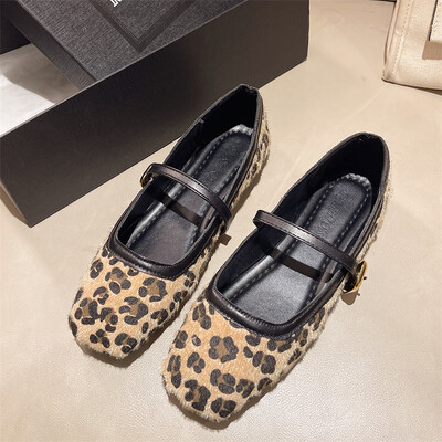 Naiste ruudukujulised, sametise mattviimistlusega ühekordsed vabaajajalatsid Naiste mugavused jalanõud Nahast Mary Jane'i kingad