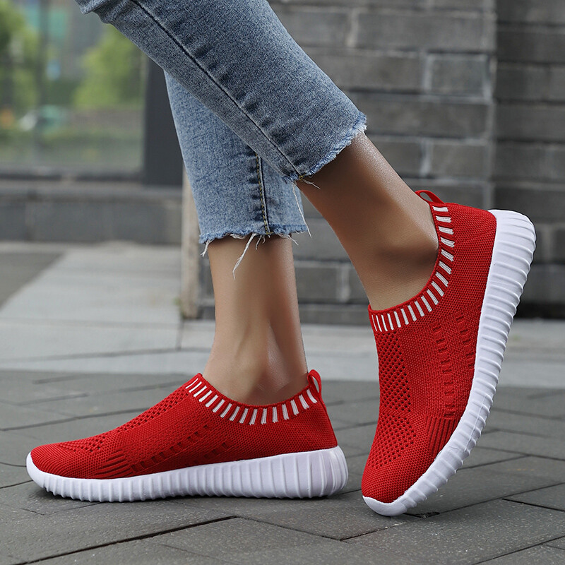 Pantofi de alergare supradimensionați ultra ușori de damă, pantofi sport la modă, țesuți cu Fly, respirabili