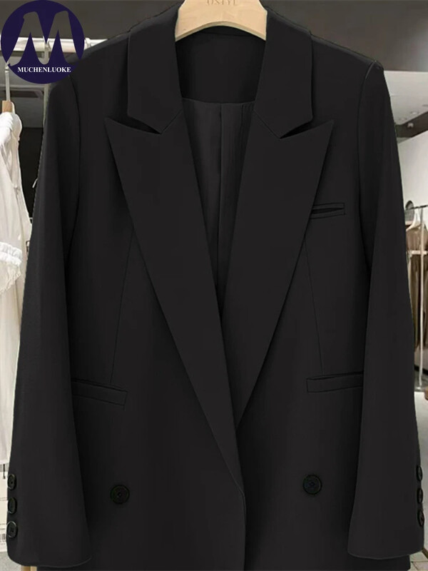 Ženski sako Proljeće Jesen Novi korejski modni uredski ravni sako dugih rukava Ležerni široki sako u uličnom trendu Kaputi