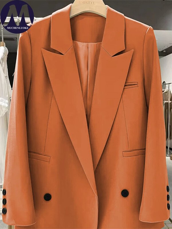 Ženski sako Proljeće Jesen Novi korejski modni uredski ravni sako dugih rukava Ležerni široki sako u uličnom trendu Kaputi
