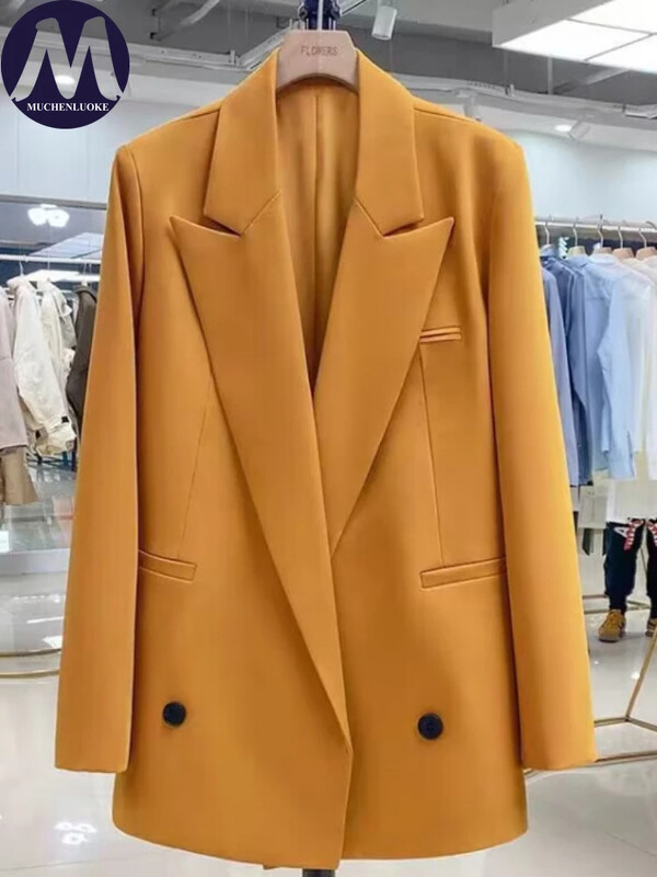 Ženski sako Proljeće Jesen Novi korejski modni uredski ravni sako dugih rukava Ležerni široki sako u uličnom trendu Kaputi