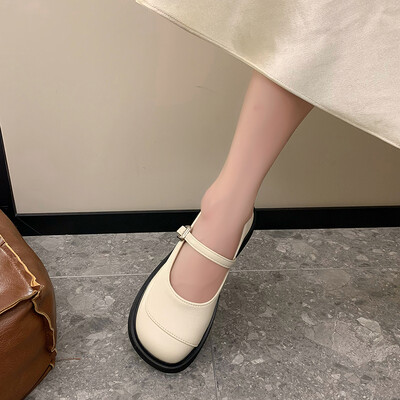 Madala kontsaga kandiline konts Mary Janes ümmargune varvaspandlaga rihm 2024 kvaliteetsed naistejalatsid kevad-/sügis madalad pumbad