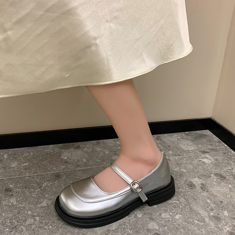 Madala kontsaga kandiline konts Mary Janes ümmargune varvaspandlaga rihm 2024 kvaliteetsed naistejalatsid kevad-/sügis madalad pumbad