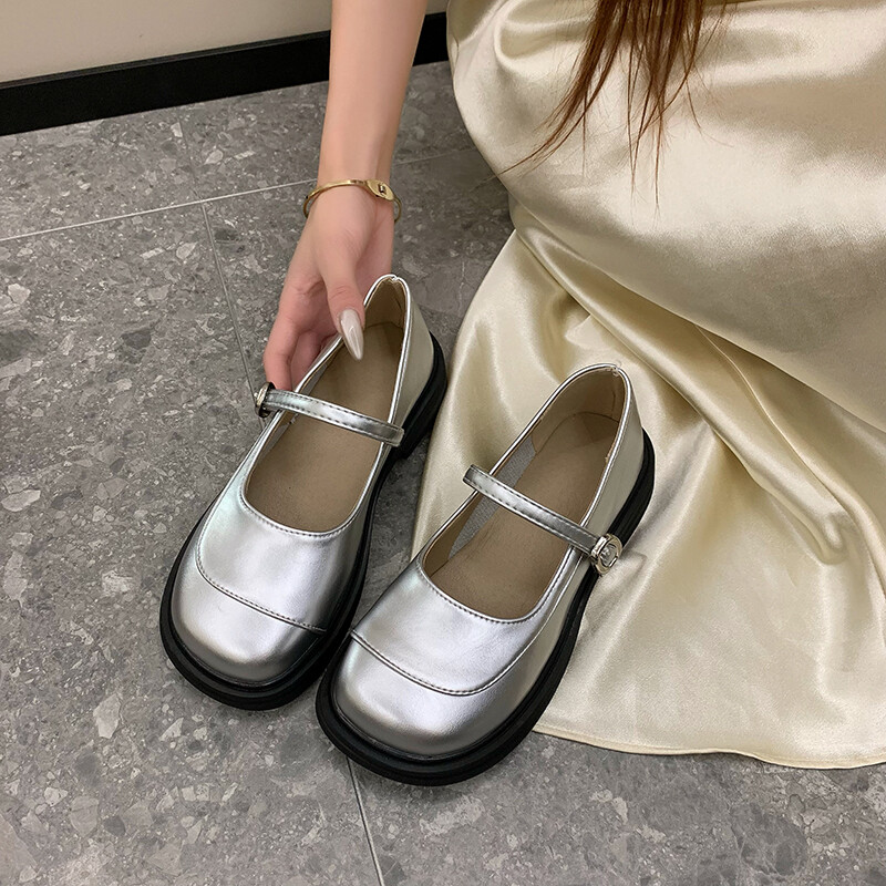 Madala kontsaga kandiline konts Mary Janes ümmargune varvaspandlaga rihm 2024 kvaliteetsed naistejalatsid kevad-/sügis madalad pumbad