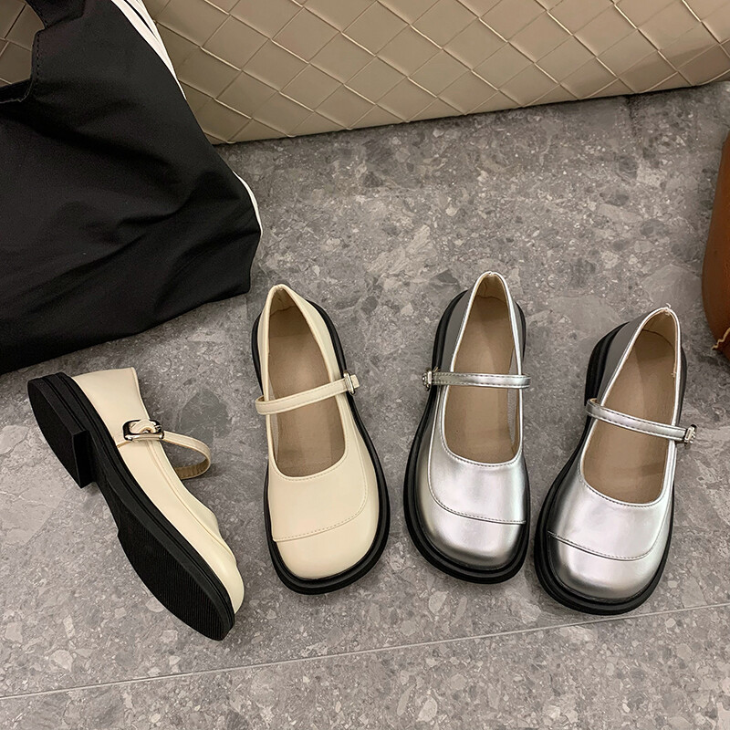 Madala kontsaga kandiline konts Mary Janes ümmargune varvaspandlaga rihm 2024 kvaliteetsed naistejalatsid kevad-/sügis madalad pumbad