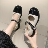 Nove ljetne ženske 2023., retro modne visoke potpetice s niskom potpeticom i srednjom potpeticom, s okruglom glavom i jednostavnim jednostrukim cipelama