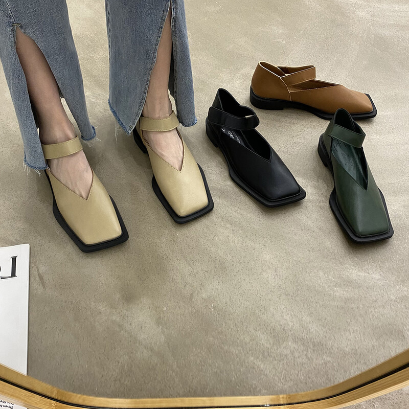 Naiste kingad Nahast kingad, 2022. aasta kevad, uus kandiline varvas, madala kontsaga Mary Jane`i kingad, pumbad, naiste kingad