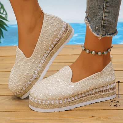 Mocasini cu platforma Rochie Pantofi plat Femeie Pantofi Varf rotund Tocuri joase Elegant Elegant Vara Confortabil Tendință 2024