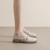 Madala kontsaga elegantsed naiste suvejalatsid Tavalisest nahast vabaajajalatsid naistele 2024 Loafers, kandiline varvas, ehtsa märgiga, libisemisvastane Y2k