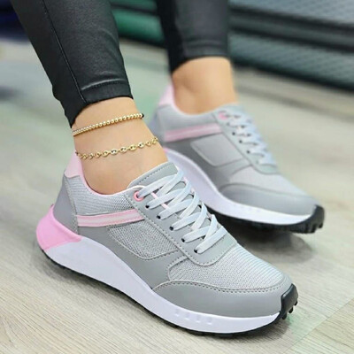 2023 pantofi noi pentru femei, la modă, culori mixte, pane, pantofi sport, plasă, respirabil, cu șireturi, ocazional, pantofi vulcanizați pentru femei